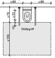 Skizze Bewegungsfläche am WC