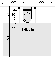 Bewegungsfläche am WC Skizze Bewegungsfläche am WC